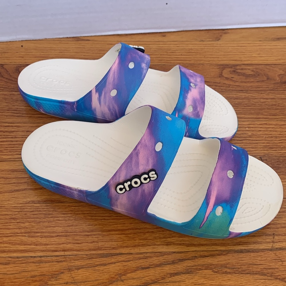 Crocs Classic Out Of This World Sandals Women’s 11 Blue and purple tie dye EUC - Picture 6 of 10